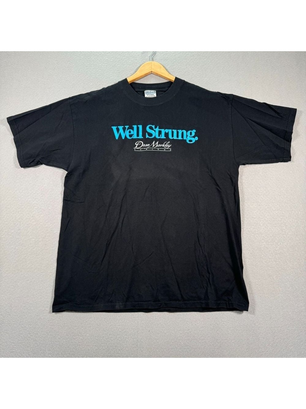 Vintage Well Strung Dean Markley Strings T-Shirt Mens XL Black Guitar Musical